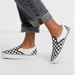 Vans Classic Slip-On Checkered Platform Shoes M5.5/W7.0